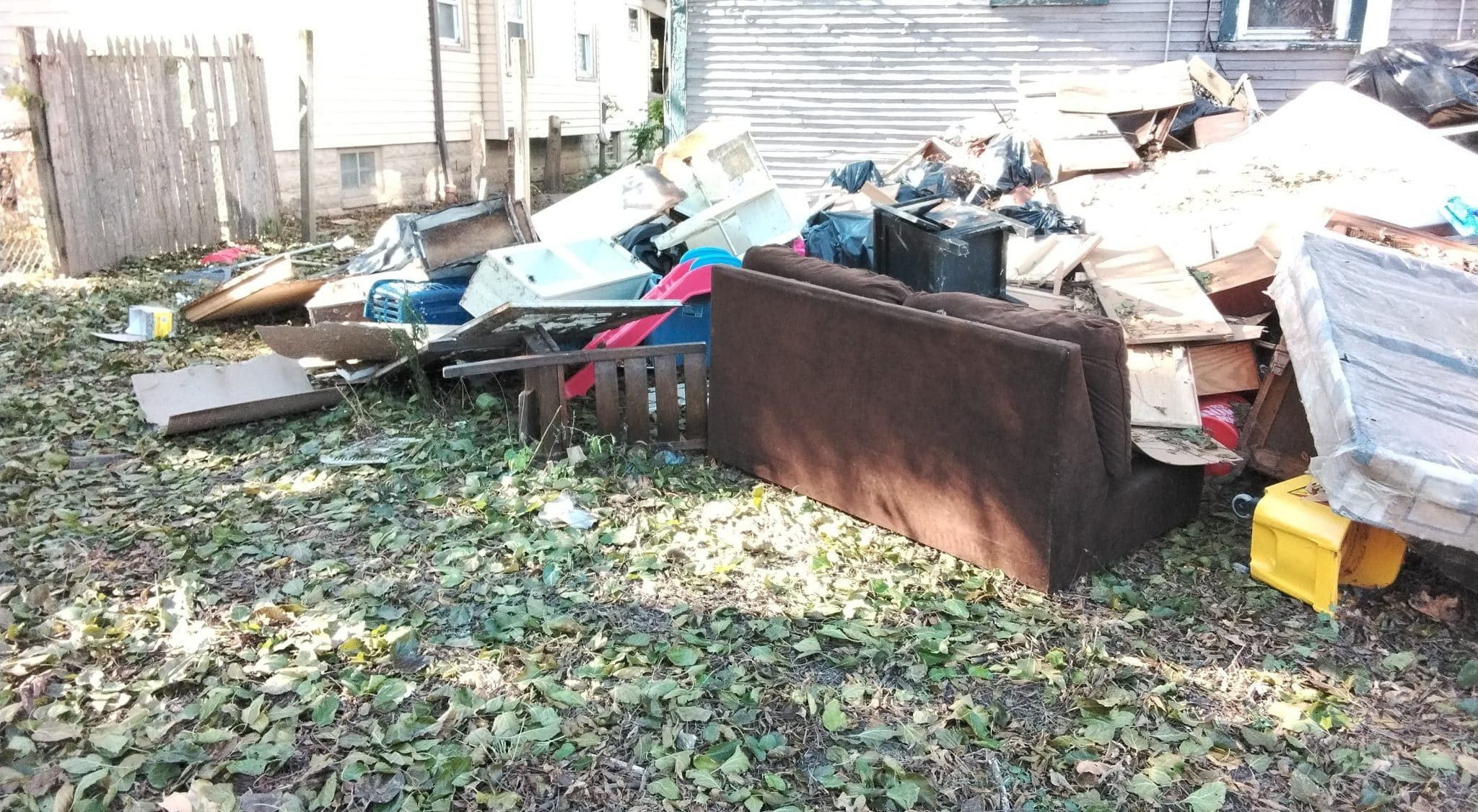 Before commercial junk removal - construction debris